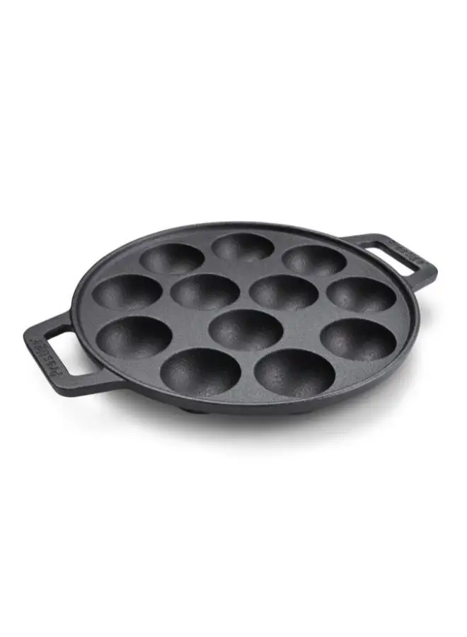 Prestige Prestige Cast Iron Appam Pan 26 CM | Duel Handle Appam Pan | Pre Seasoned Induction Cookware Black - PR48908