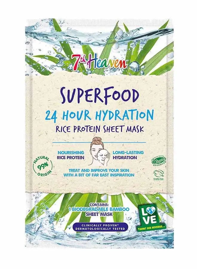 7th Heaven Superfood Intense Hydration Nourishing Rice Protein Biodegradable Bamboo Sheet Mask 23grams