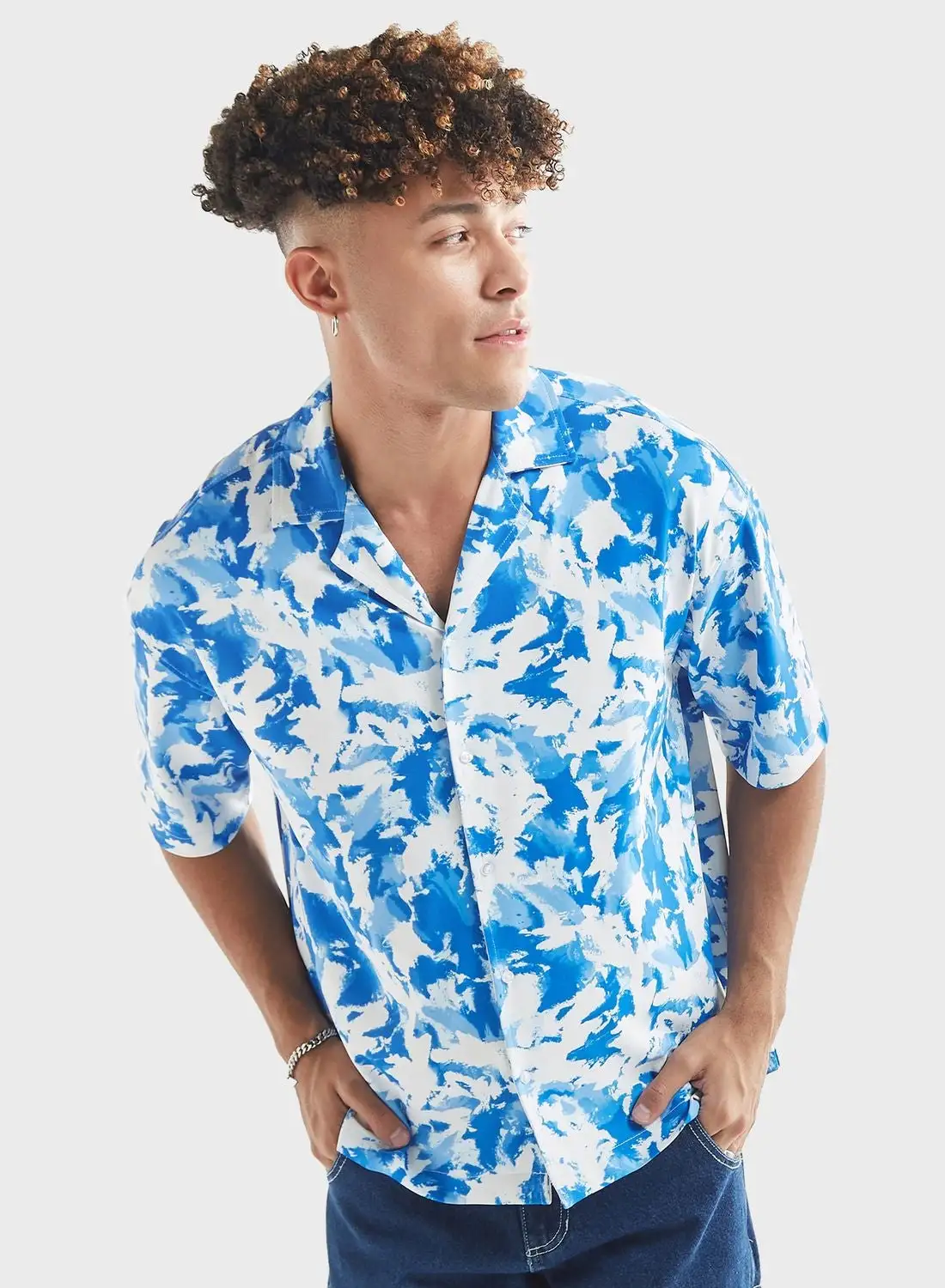 FAV All-Over Print Shirt With Camp Collar