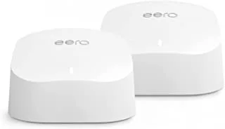 Amazon eero 6 dual-band mesh Wi-Fi 6 router | with built-in Zigbee smart home hub | 2-pack