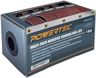 POWERTEC 4RA2100 Boxed Abrasive Sanding Rolls for Automotive/Woodworking | Sandpaper Dispenser Box with 5 – Includes Assorted Grits 150/240/ 320/400/ 600