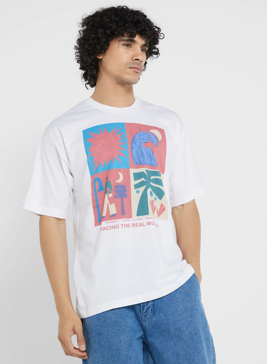 Seventy Five Contrast Printed T Shirt