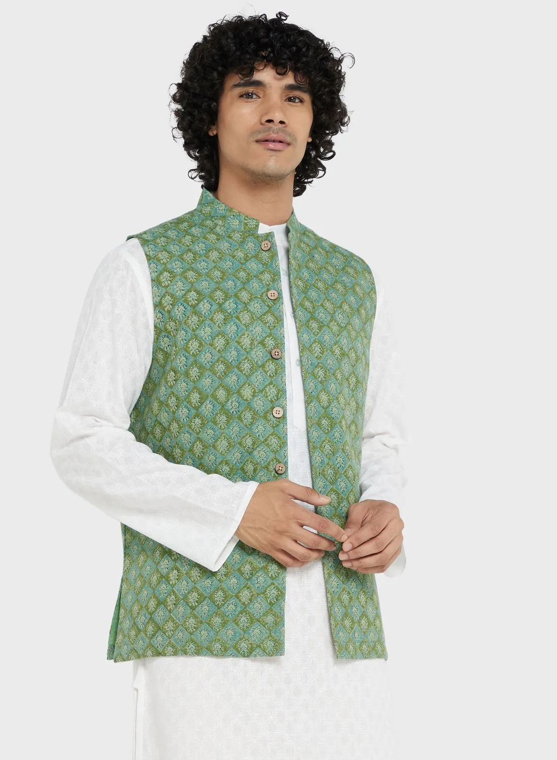 Fabindia Printed Nehru Jacket