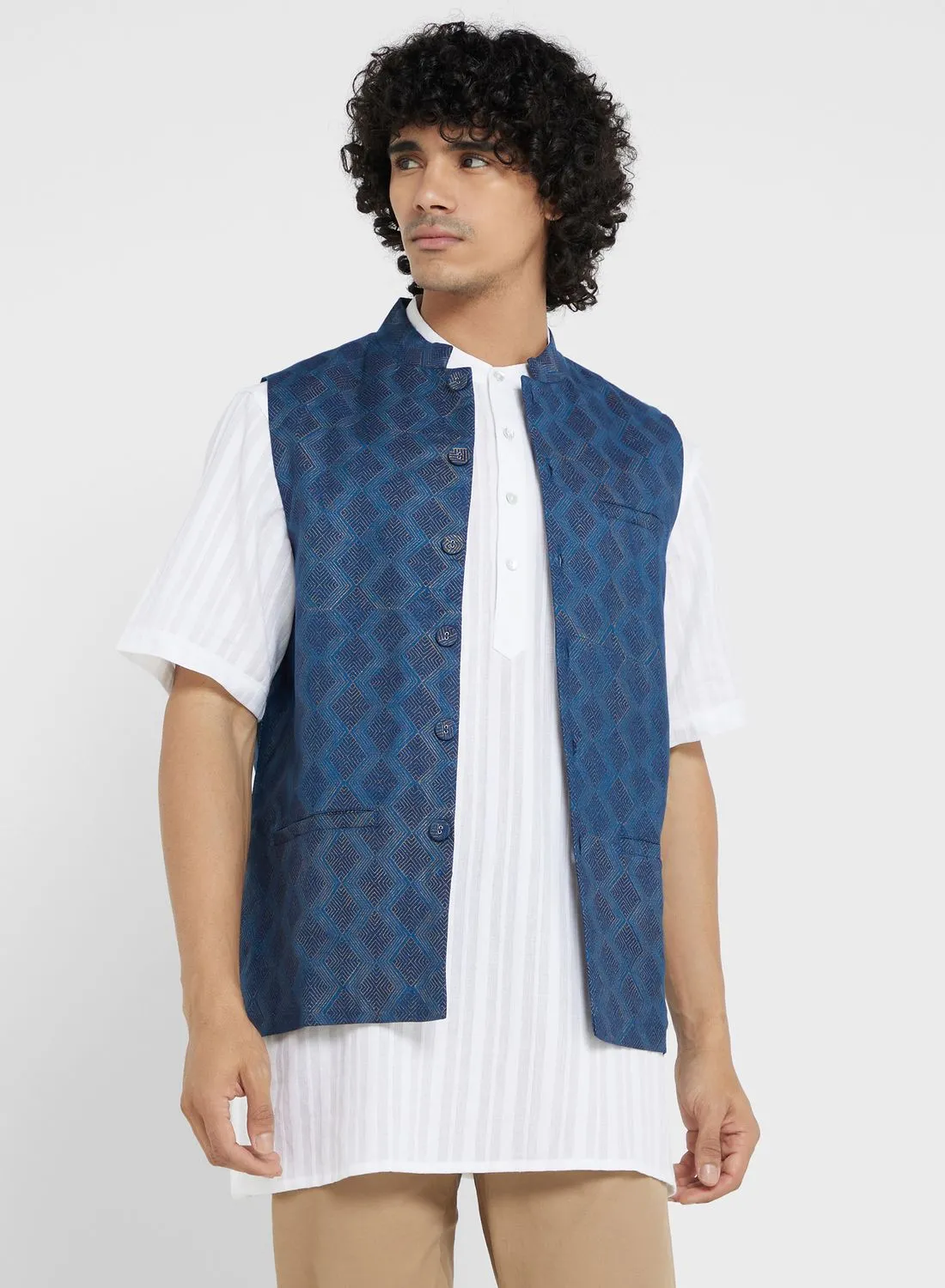 Fabindia Printed Nehru Jacket