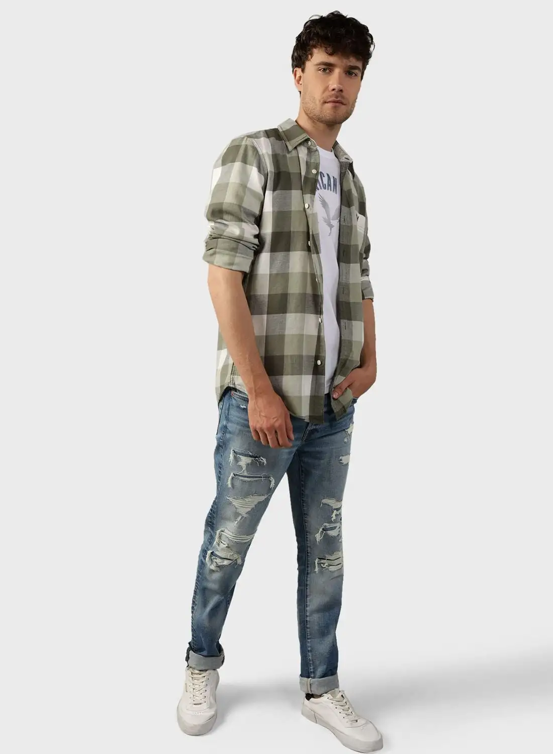 American Eagle Checked Slim Fit Shirt