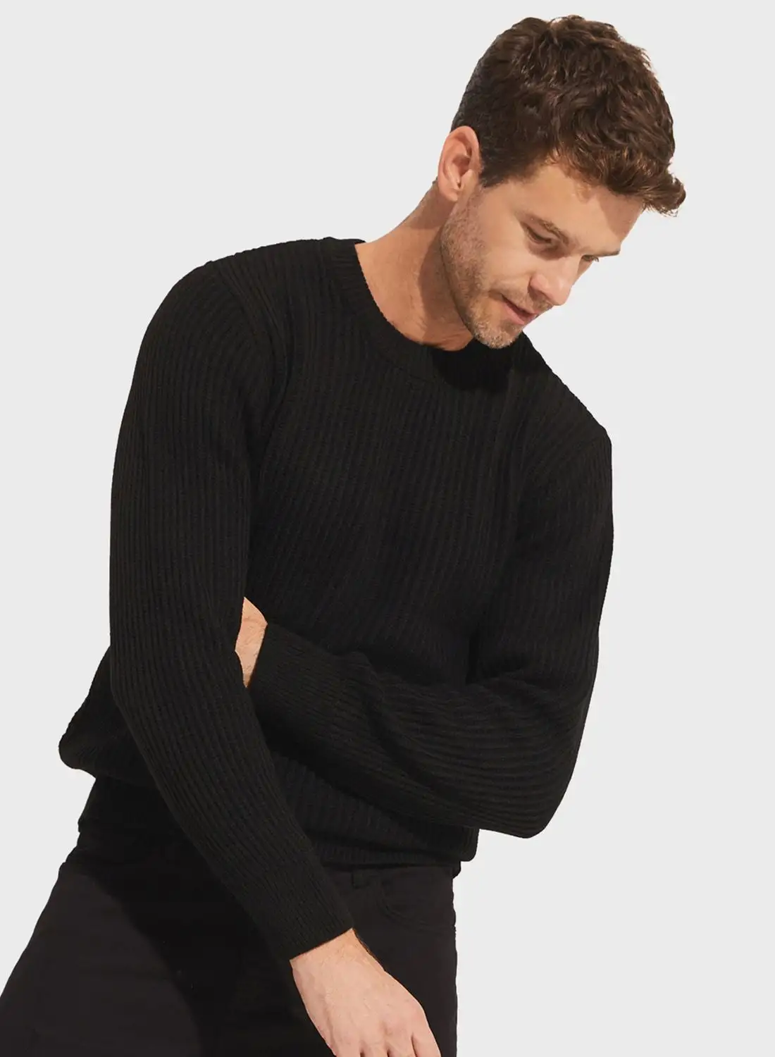 JUNE Crew Neck Ribbed Sweater