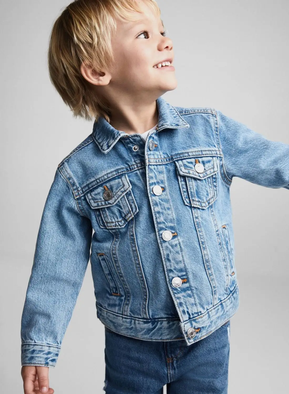 MANGO Kids Light Wash Denim Jacket