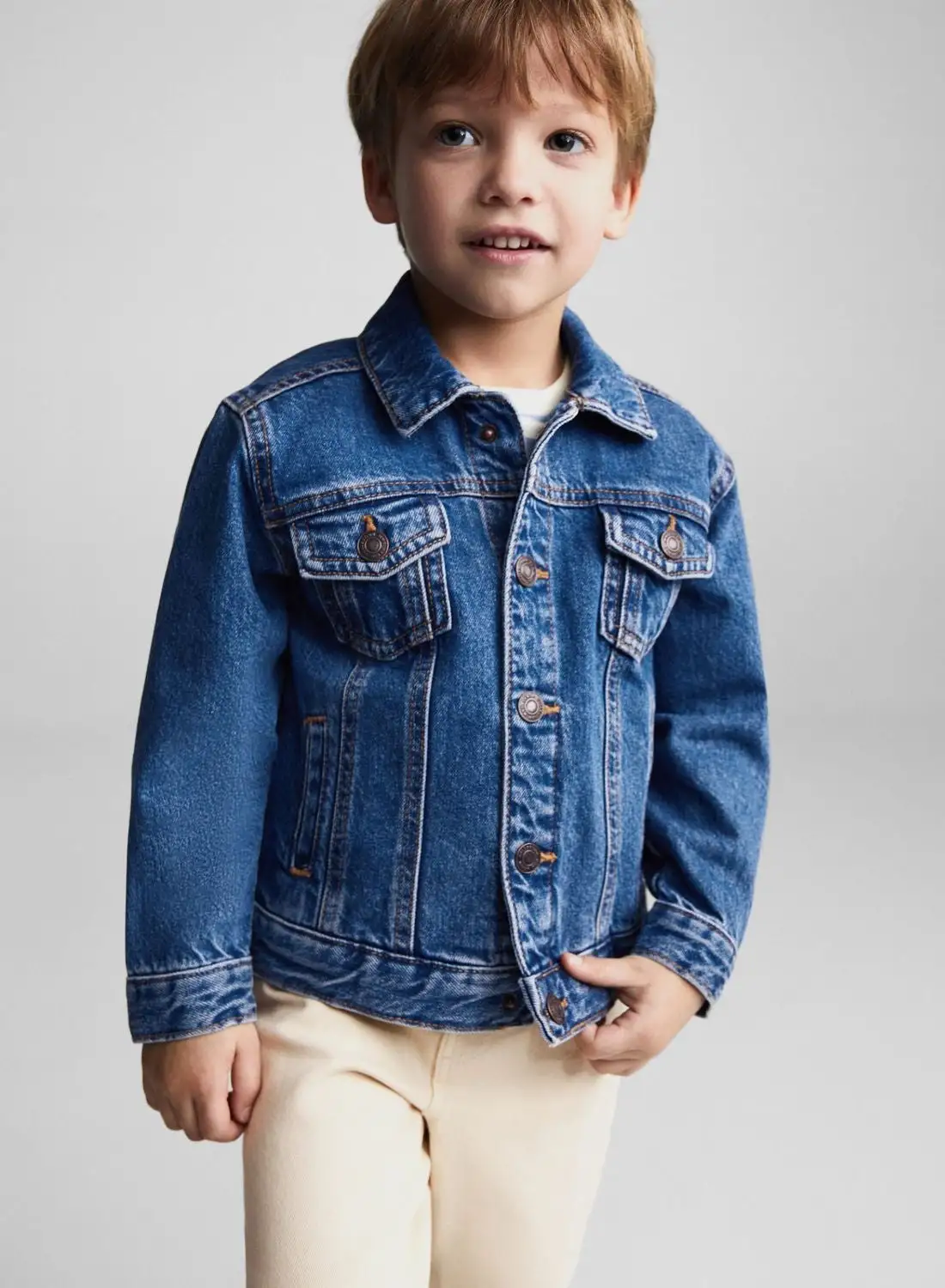 MANGO Kids Mid Wash Denim Jacket