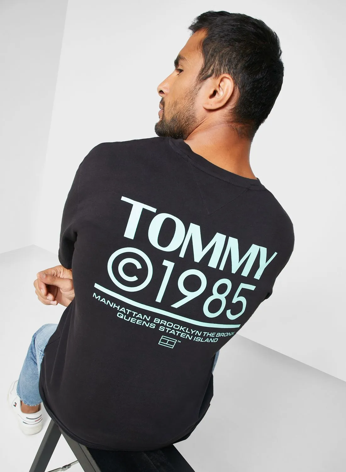 TOMMY JEANS Text Print Crew Neck T-Shirt