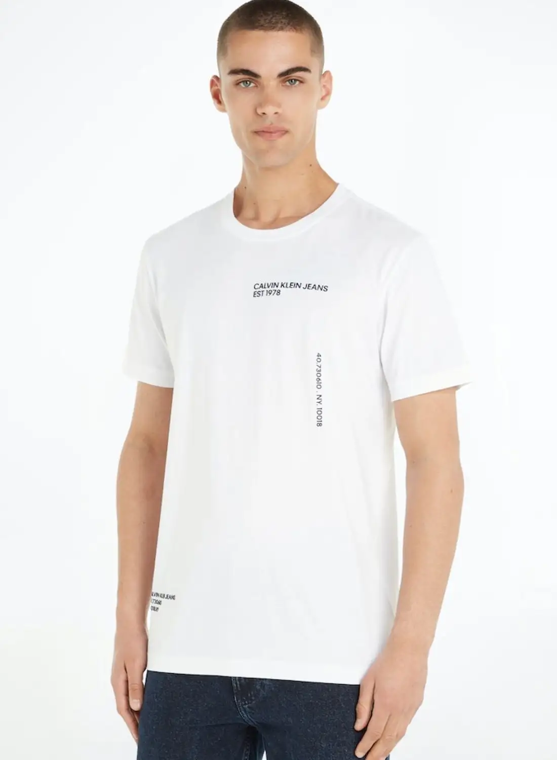 Calvin Klein Jeans Multiplacement Text Crew Neck T-Shirt