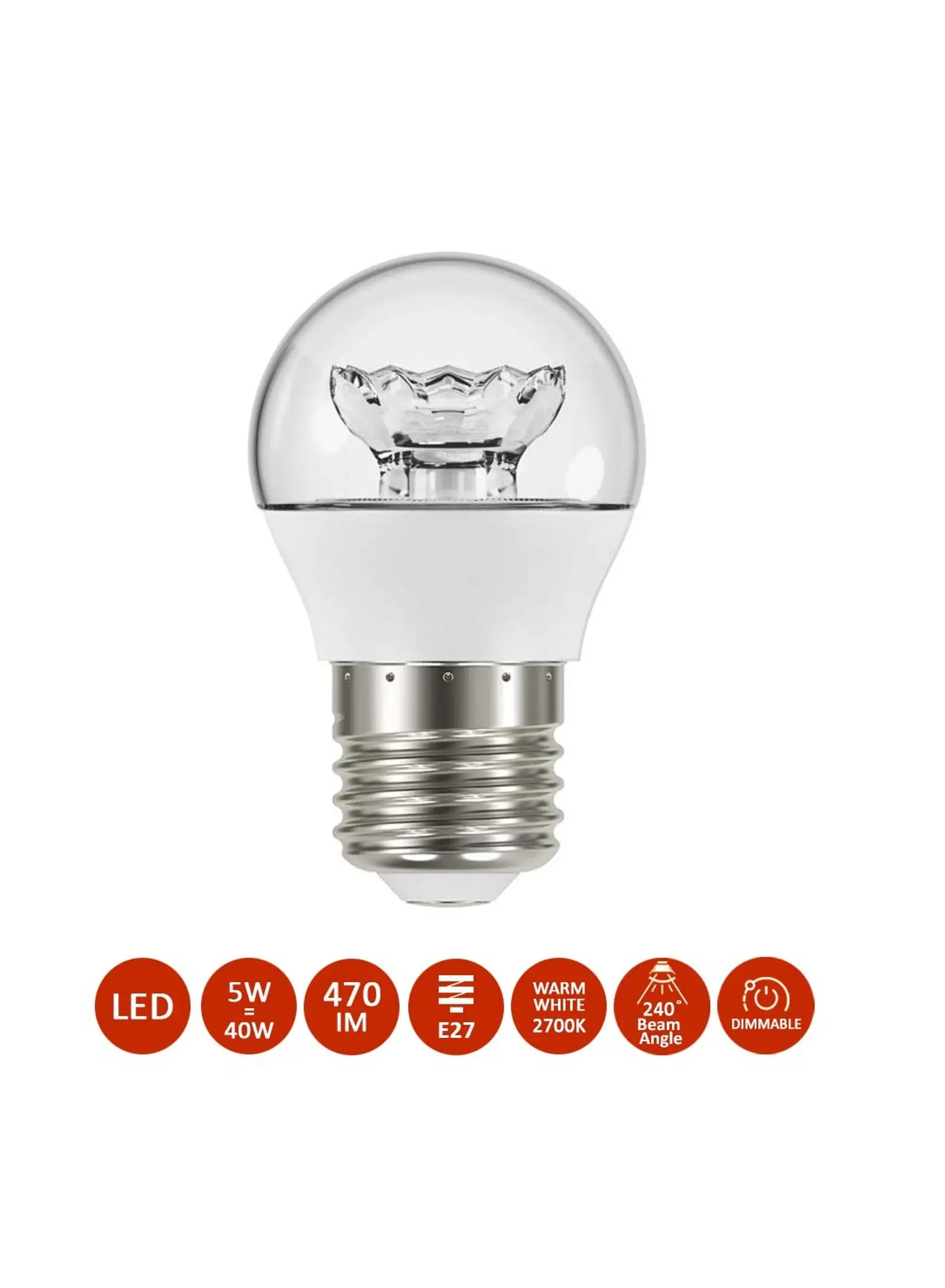 Osram Osram LED E27 classic P 5W Dimmable Bulb Pack of 10, 2700K Warm White – Clear Filament