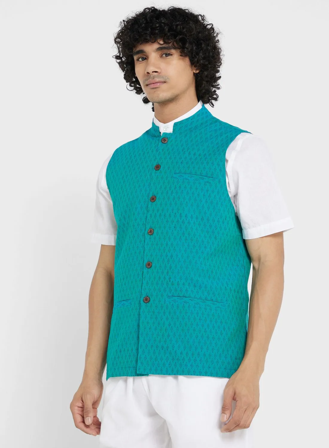 Fabindia Printed Nehru Jacket