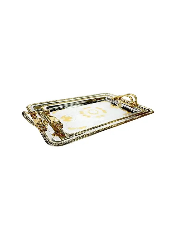 ZOLTEN Silverplated 2 Piece Large And Medium Sizes Rectangle Tray Set