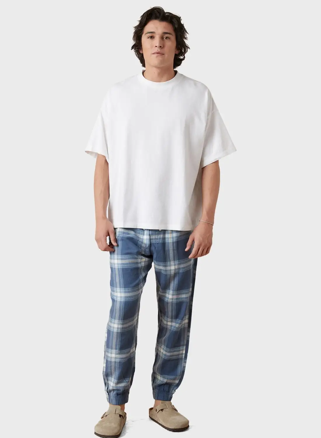 American Eagle Drawstring Checked Joggers