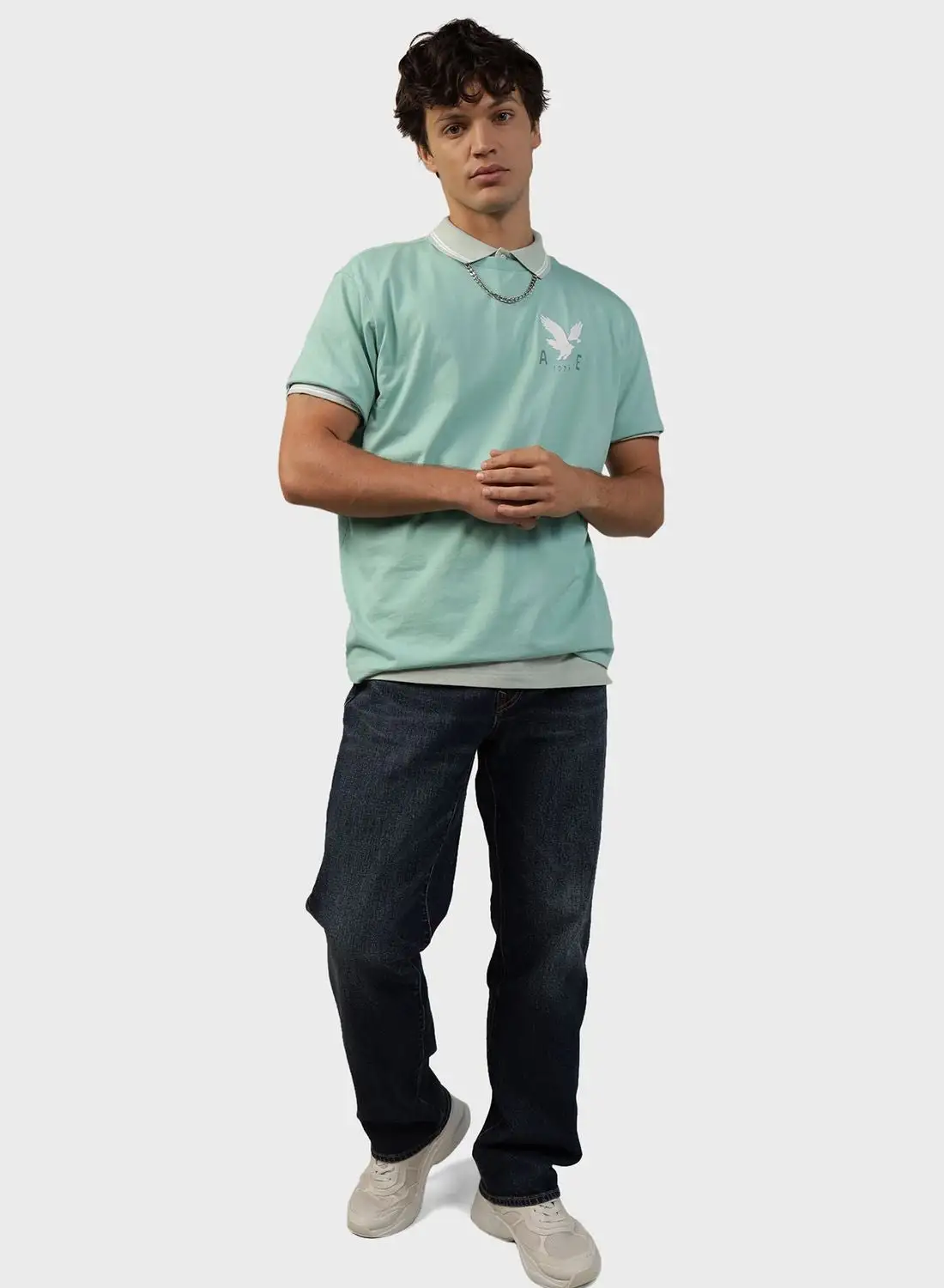 American Eagle Embroidered Logo Polo T-shirt