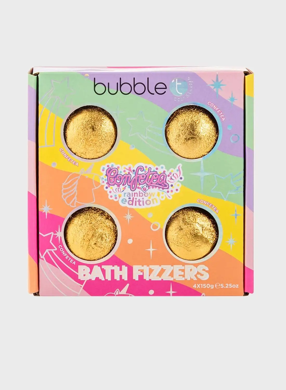 Bubble T Confetea Rainbow Bath Fizzers Gift Set 4 X 150G