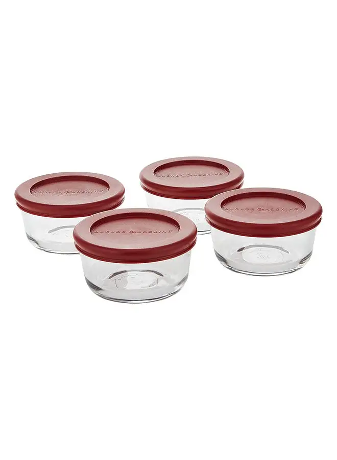 Anchor Hocking 8 Pc -1C Rnd Food Stor W/Red Lid Vp-(91553Ahg18Tk)