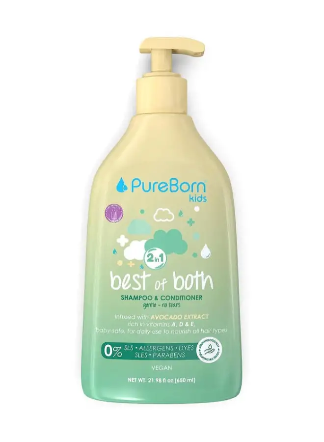 PureBorn Baby 2 in 1 Shampoo &  Conditioner 650ml