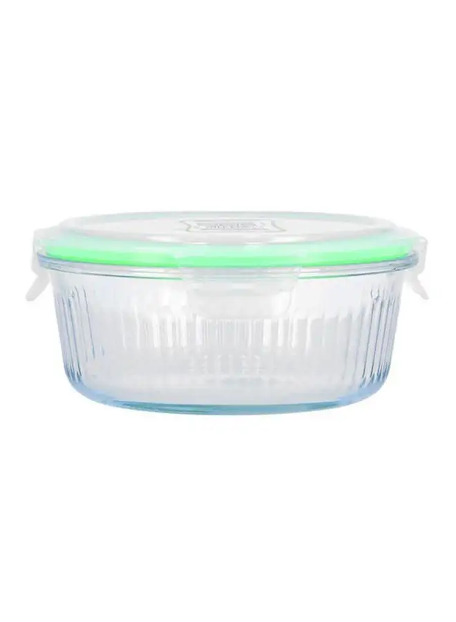 Royalford High Borosilicate Glass Food Container Clear/Green 0.95Liters