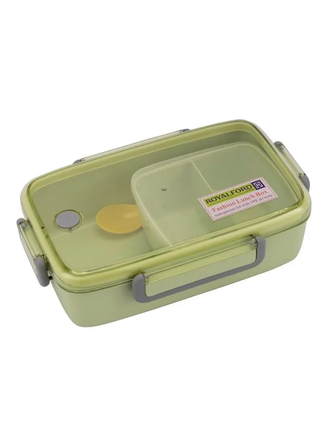 Royalford 950ML Lunch Box with Cutlery- Plasticware- RF11125 | Rectangular Box with Transparent Lid and Compartments| Plastic Tiffin for Kids and Adults for Schools and Offices| Sturdy Locks, Leak-Proof Multicolour 950ml