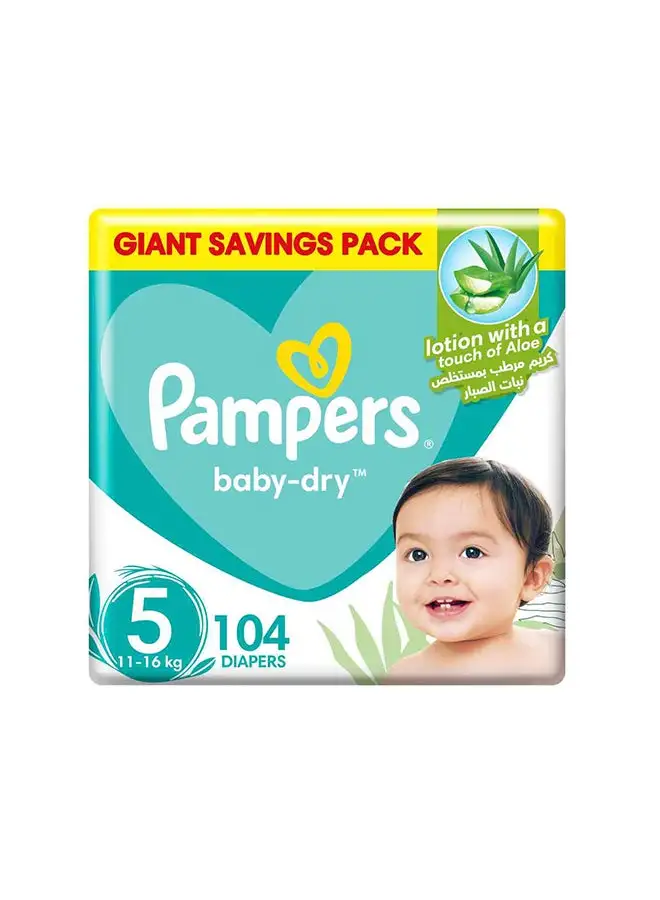 Pampers Aloe Vera Taped Diapers Size 5 Mega Box 104 Count