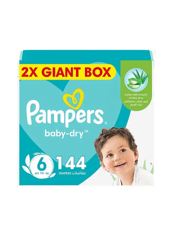 Pampers Aloe Vera Taped Diapers Size 6 2X Giant Box 144 Count