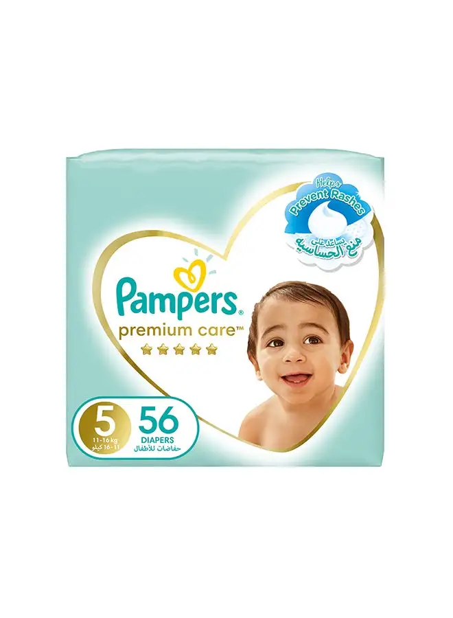 Pampers Premium Care Taped Diapers Size 5 Super Saver Pack 56 Count