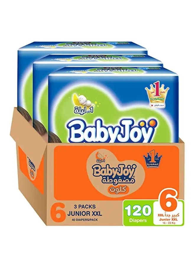 BabyJoy Culotte, Size 6 Junior XXL, 16 to 23 kg, Mega Box, 120 Diapers