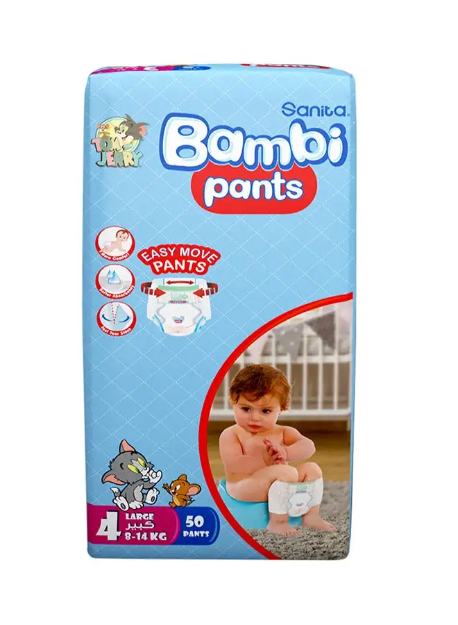 Sanita Bambi Pants Jumbo Pack, Size 4, Large 8-14 KG, 50 Count