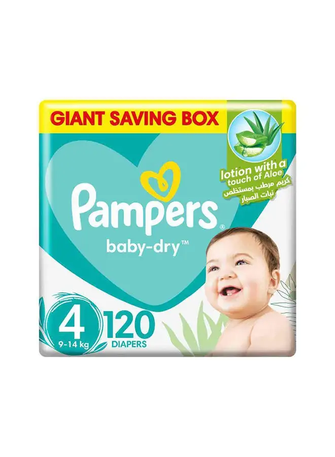 Pampers Aloe Vera Taped Diaper Size 4 Giant Box 120 Count