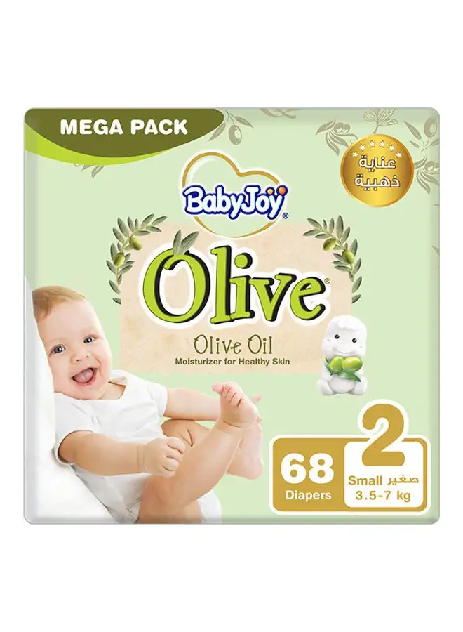 BabyJoy Olive Mega Pack Small Diapers, 3.5 - 7 Kg, 68 X 2, 136 Count