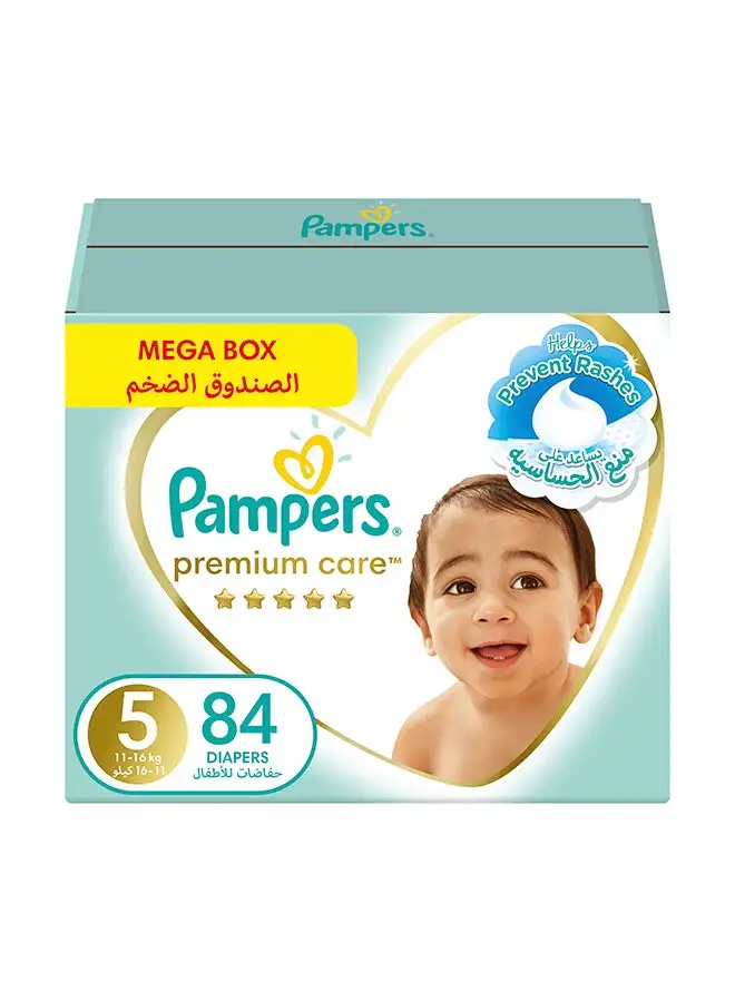 Pampers Premium Care Taped Diapers Size 5 Mega Box 84 Count