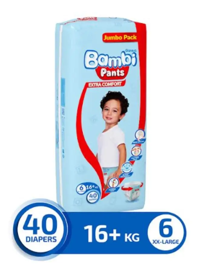 Sanita Bambi Baby Diapers Mega Pack Size 6, XX-Large, 16+KG, 40 Count