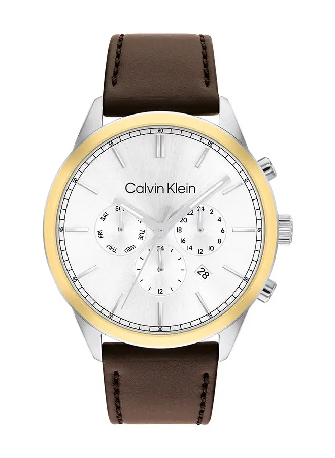 CALVIN KLEIN Men's Analog Round Shape Leather Wrist Watch 25200381 - 44 Mm