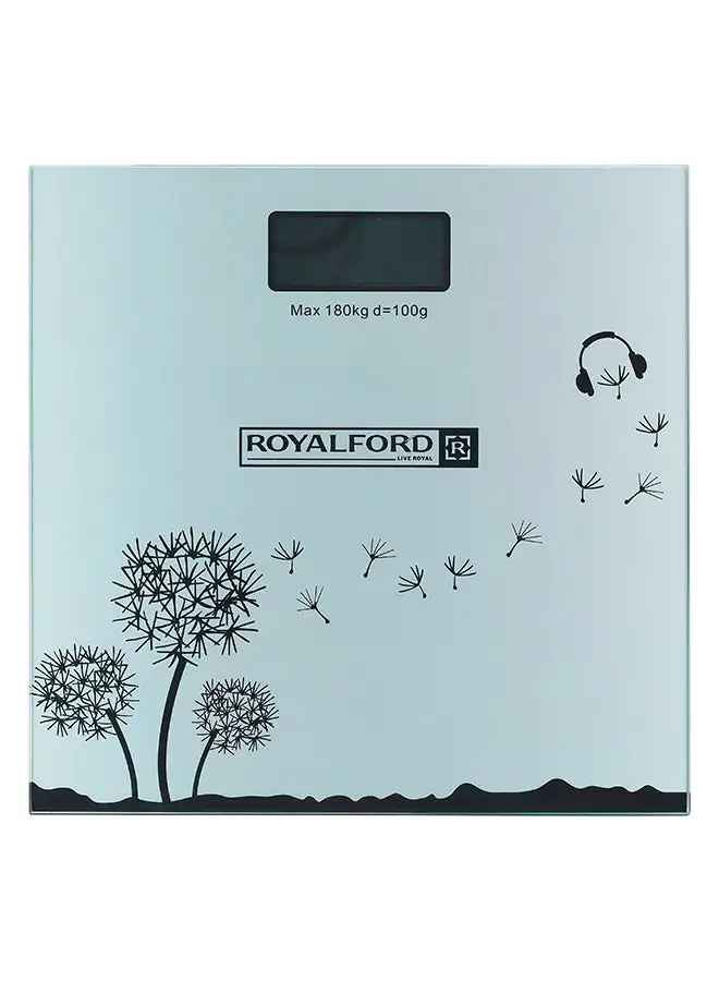 Royalford Health Scale, LCD Digital Display Scale, Non-Slip, RF10502 | Super Slim Digital Body | Instant Reading Step-On Feature | Toughened Glass | Black Weight Bathroom Scales