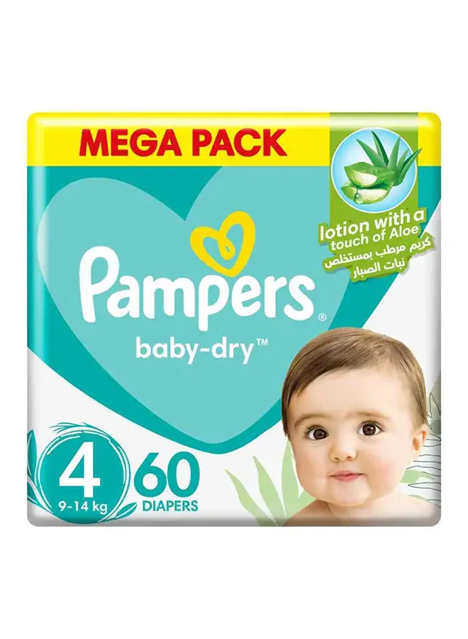 Pampers Aloe Vera Taped Diapers Size 4 Mega Pack 60 Count