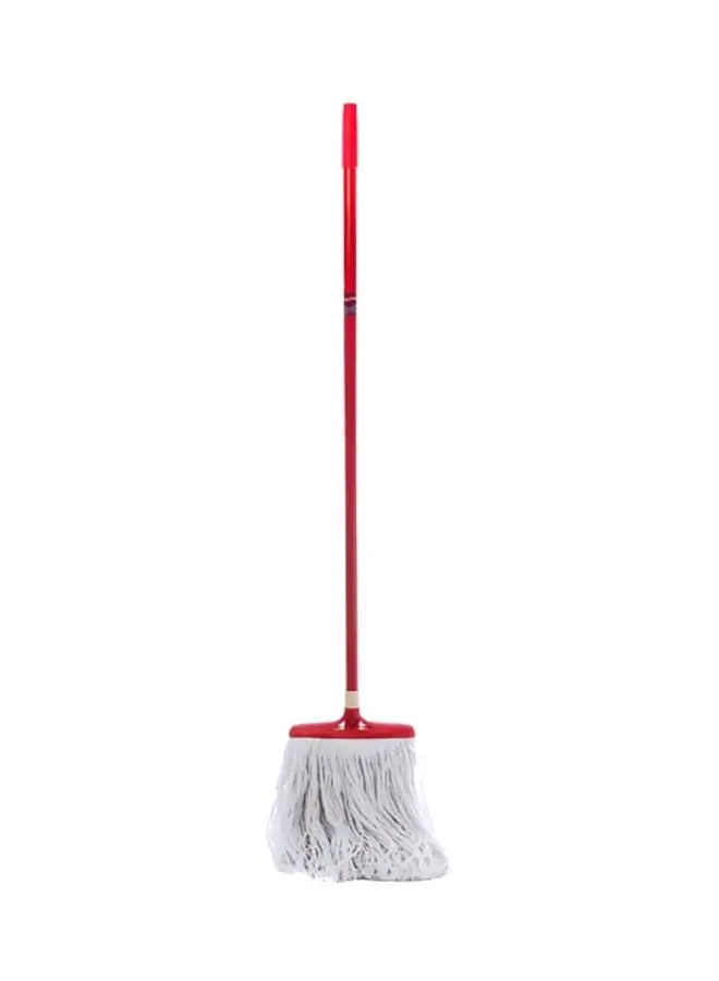 Royalford Hy-Sorb Cotton String Mop, Highly Absorbent & Fast Drying, Perfect For General Cleaning On All Hard Floring Surfaces Red Stick And White Cotton