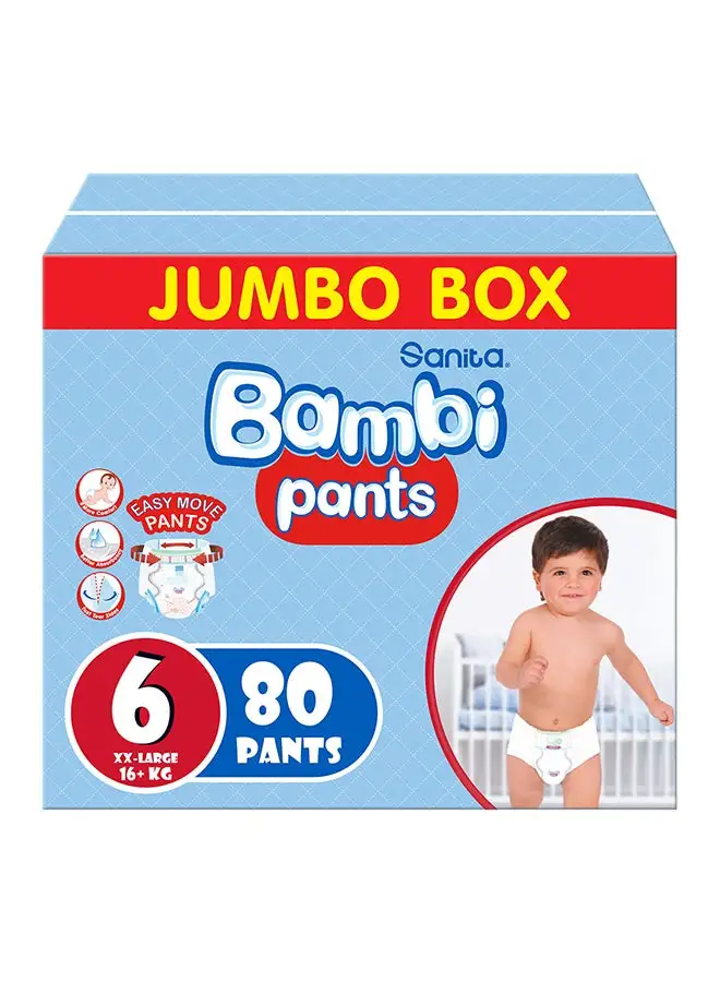 Sanita Bambi Pants Jumbo Box Size 6, XX Large +16 KG, 80 Count