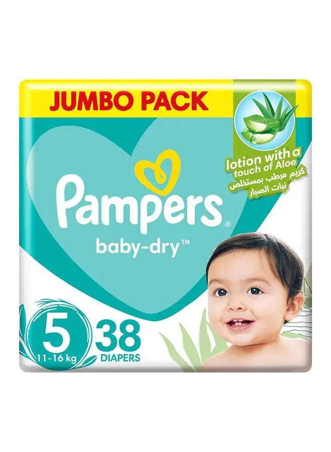 Pampers Aloe Vera Taped Diapers Size 5 Jumbo Pack 38 Count