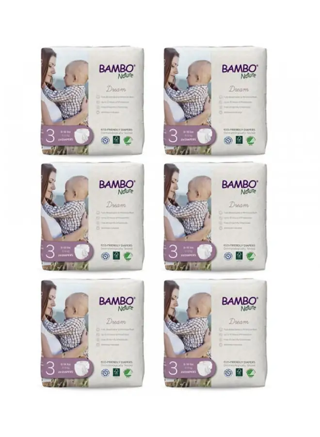 BAMBO NATURE Eco-Friendly Diapers, Size 3, 4-8 Kg, Pack Of 6, 174 Count, Value Pack