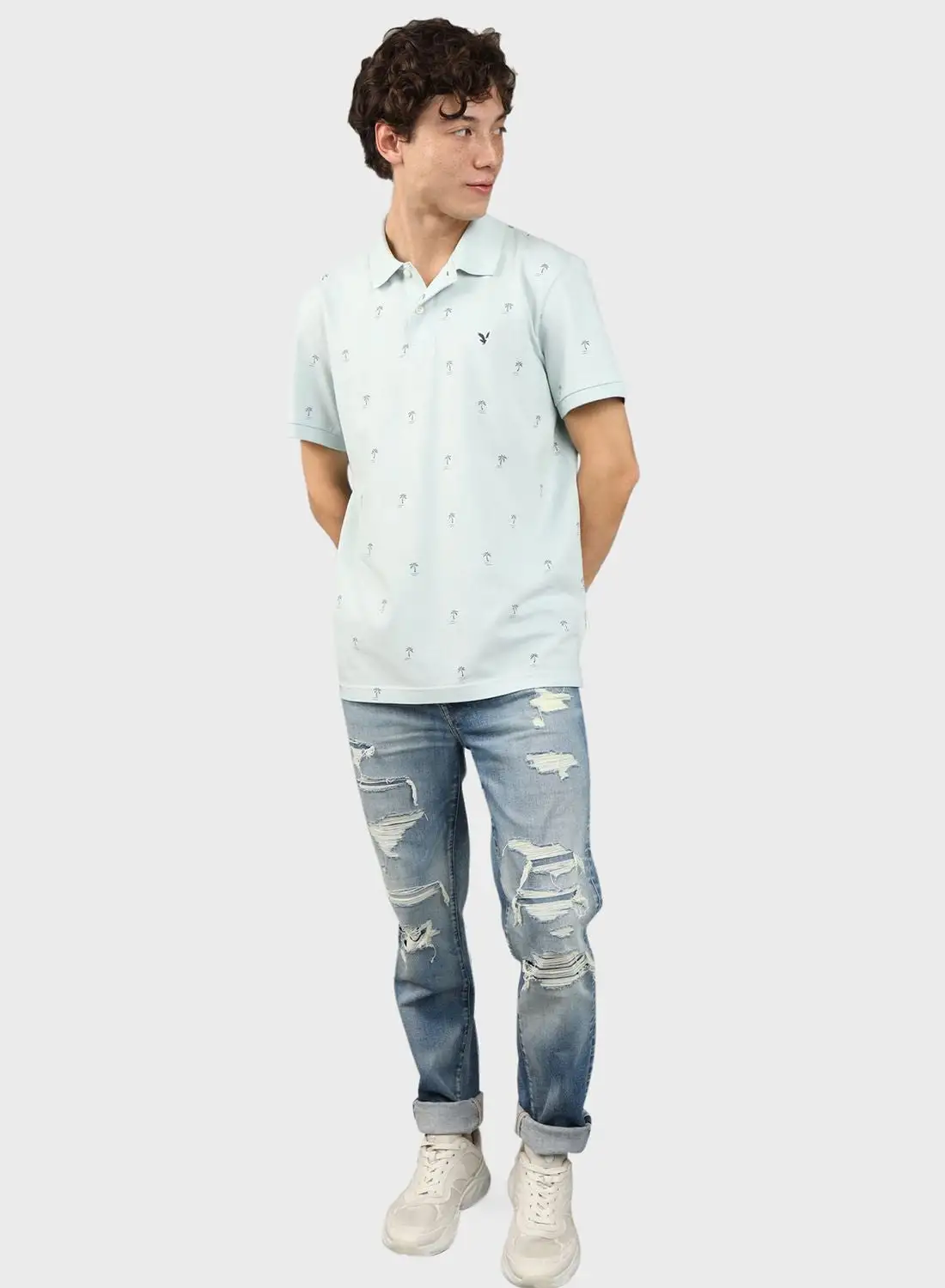 American Eagle Pique Printed Polo