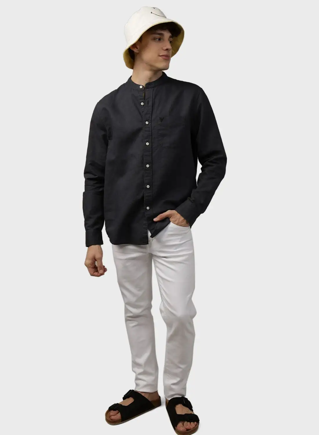 American Eagle Band Collar Classic Fit Shirt