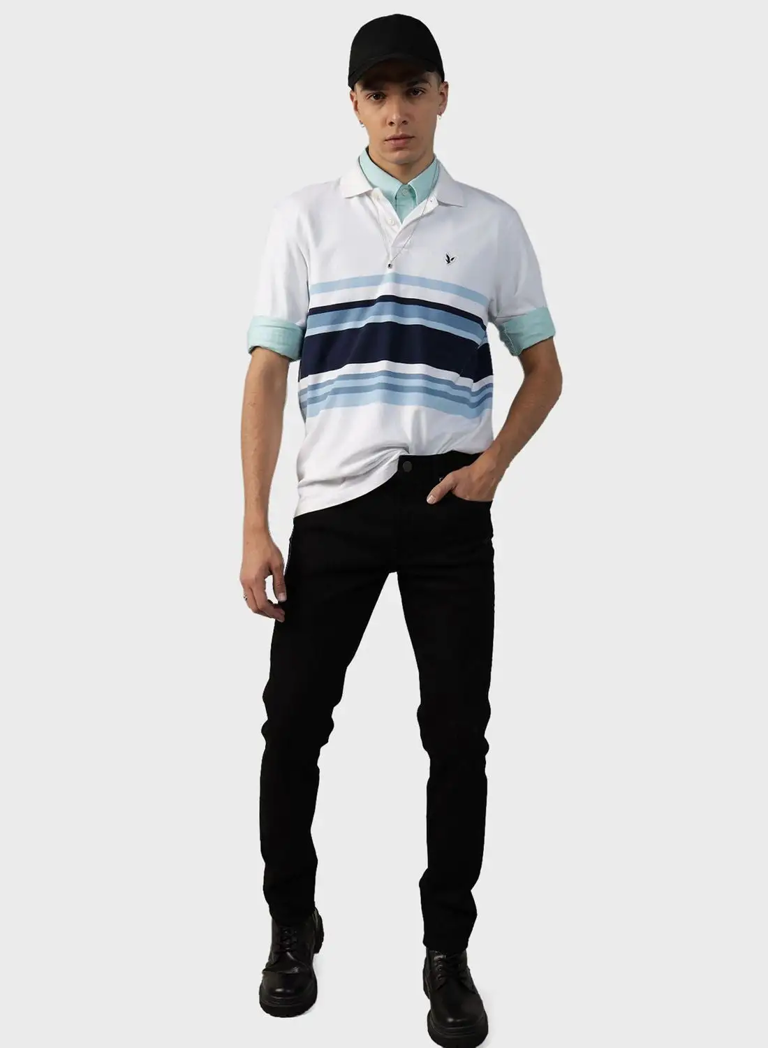 American Eagle Striped Polo T-Shirt