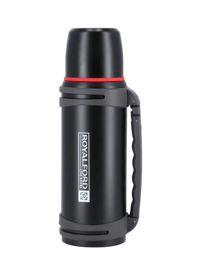 Royalford Stainless Steel Double Wall Insulation Travel Vacuum Bottle Black 1.8Liters