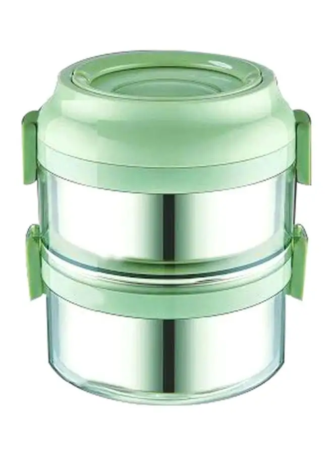 Royalford 2-Layer Stainless Steel Lunch Box Green/Silver