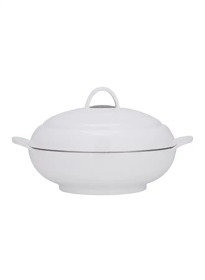 Royalford Double Wall Insulated Casserole Firm Twist Lock Strong Handles White 2500ml