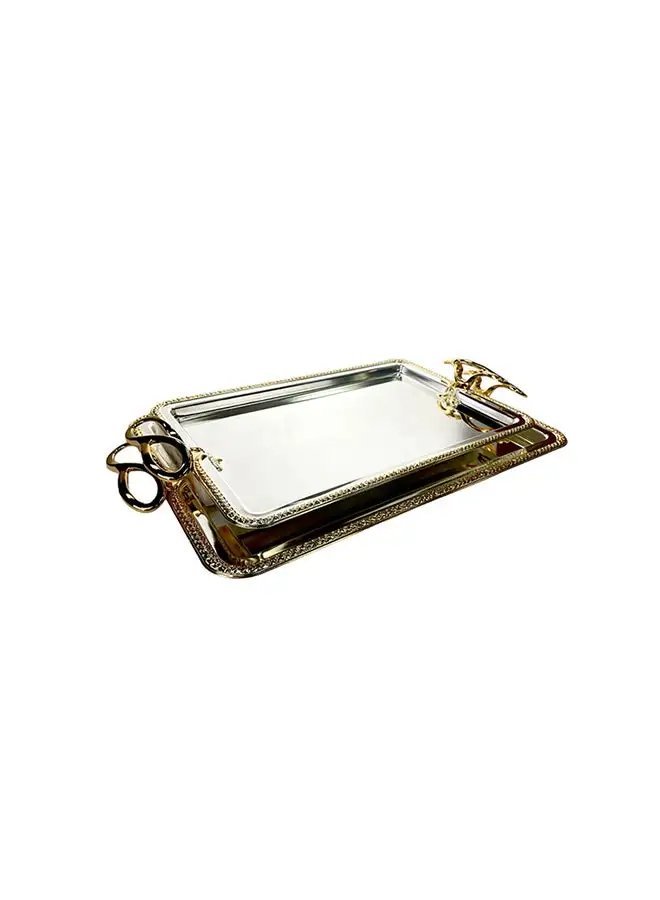 ZOLTEN Silverplated 2 Piece Extra Large And Large Sizes Rectangle Tray Set