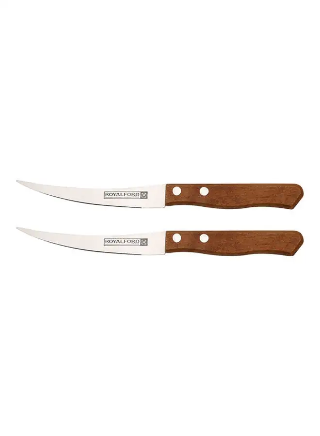 Royalford Royalford 2pcs Fruit Knife Set, Stainless Steel Blade, Wooden handle RF10772 Ergonomic Wooden Handle Perfect for Slicing, Garnishing, Mincing BROWN