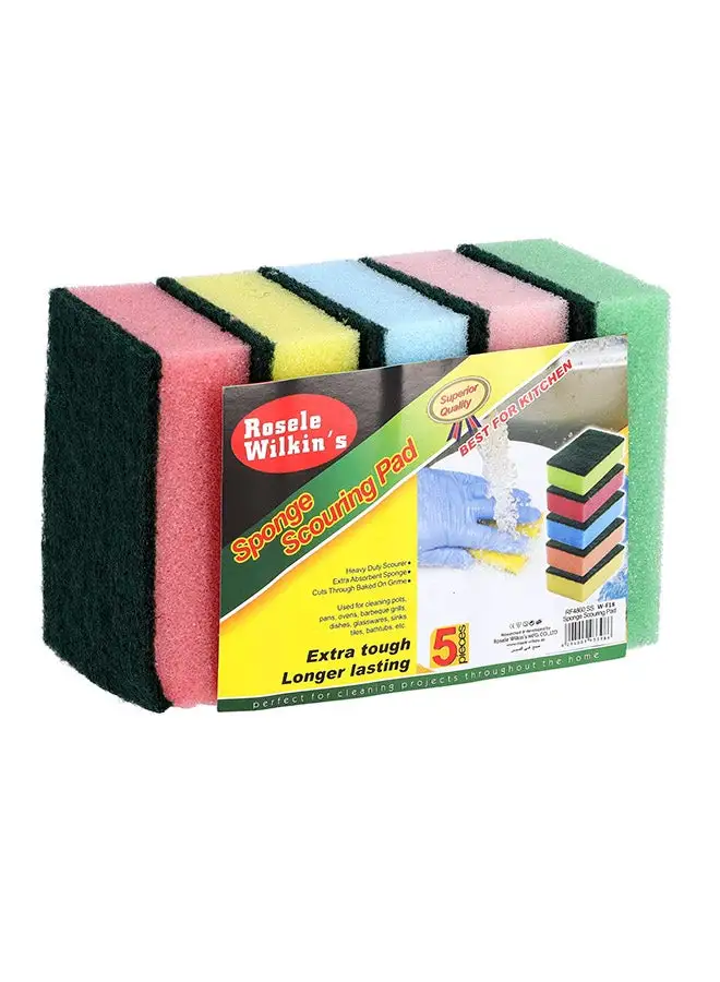 Generic 5-Piece Sponge Scouring Pad Assorted Colours