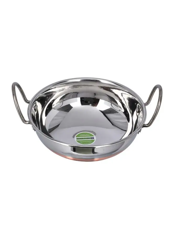 Royalford Stainless Steel Handle Copper Bottom Kadai Silver 23.5cm